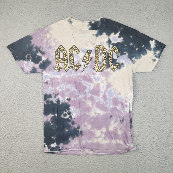 acdc Tops - ACDC High Voltage Music Rock Band Purple Tie Dye T-Shirt Women’s Medium V-Neck
